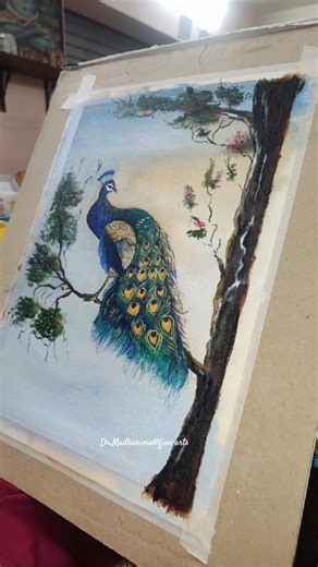 easy peacock in acrylic #artworks #painting#canvas