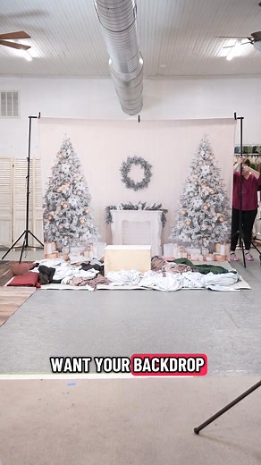 Christmas minis are in full swing here at my studio. here's a peek into how I set up for these mini sessions. I'll be sharing videos from their photoshoots soon! #christmasminis #christmaspictures #smallbusinessowner #photostudio #photography | Kelsey Freeman Photography