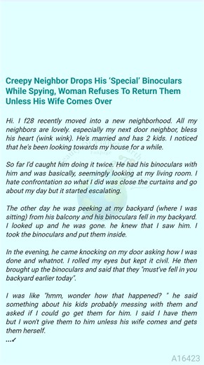 Creepy Neighbor Drops His ‘Special’ 🌜 Binoculars While Spying, Woman Refuses To 🐃 Return Them Unless His Wife Comes Over | Beauty Of Planet Earth