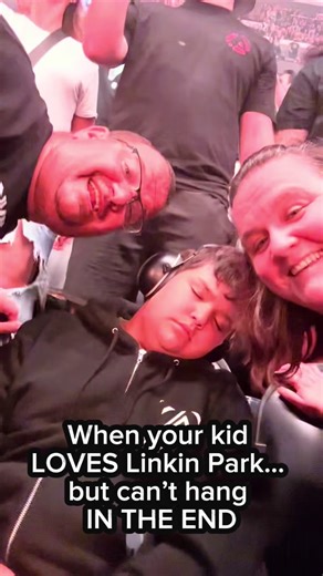 Spent $$$ for my kid to see Linkin Park. Totally worth it. Nap at the end? Also worth it 😂 #ParentingHumor #MomLife #DadLife #LinkinPark #InTheEnd