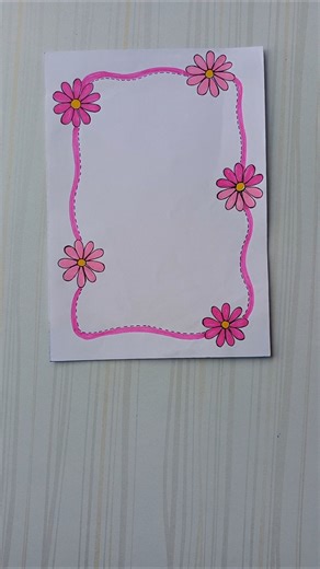 Pink Floral Curved Border design/6 easy border design/Border design/Project/Priyanka Gunwal #shorts