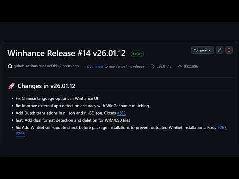 Important Bug Fixes in Winhance Release #14 v26.01.12!