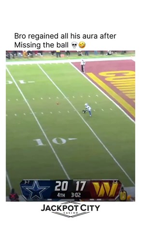 Speedy NFL on Instagram: "This video captures a high-stakes, highlight-reel moment from an NFL game between the Dallas Cowboys and the Washington Commanders. The clip begins with a Cowboys returner miscalculating a kickoff, as the ball bounces past him deep in the end zone. The text overlay humorously notes that he “regained all his aura” after this initial mistake, setting the stage for an incredible recovery. After a brief scramble to gather the ball, the player finds his footing and begins an