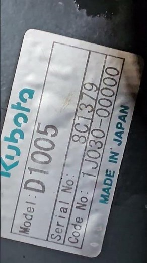 model and serial number location on a Kubota engine.