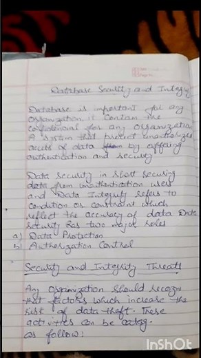 Notes on Introduction to Database Security and Integrity in DBMS