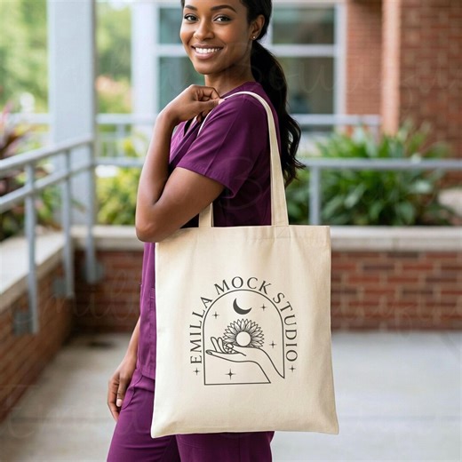 Nurse Tote Bag Mockup | Healthcare Worker Totebag Mockups | Medical Staff Purple Scrubs Tote PNG - Etsy