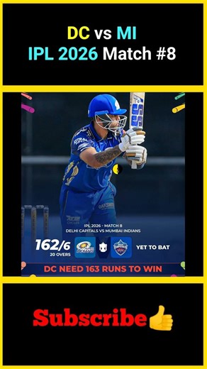 DC vs MI IPL 2026 Match #8 | IPL Match Between DC & MI in 2026 | #factsmaavalite #mi #dc #dcvsmi