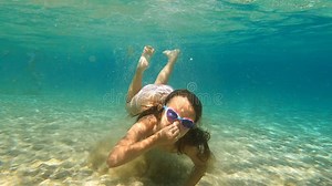 Child Swimming Underwater in a Sea Stock Video - Video of ocean, diver: 308671719