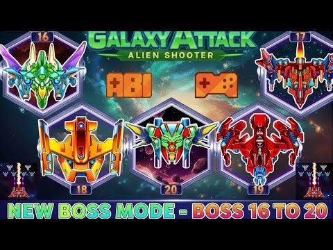 Galaxy Attack Alien Shooter | Boss Mode Level 16 To 20 | All Bosses | Zambario Gamers