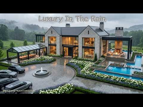 Inside a Rainy Billionaire Countryside Mega Mansion | Luxury Concept Tour