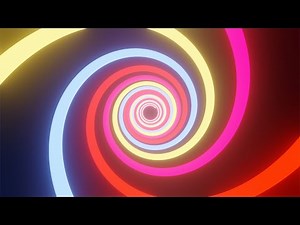 Neon hypnotic four-color spiral. Rotation relative to the center. Video Loop | 10 minutes