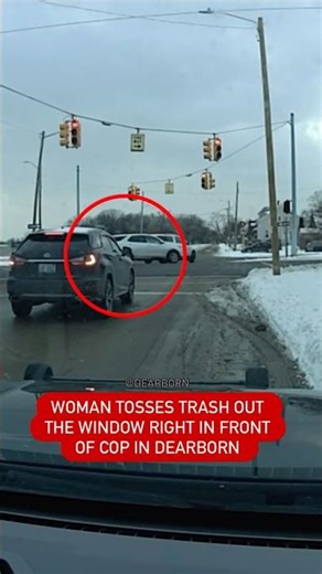 Woman tosses TRASH right in front of a COP