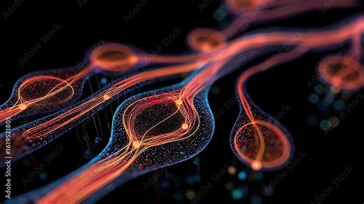 3Drendered visualization of plasma filtration in a nephron highlighting fluorescent waste droplets entering the collecting tubule.