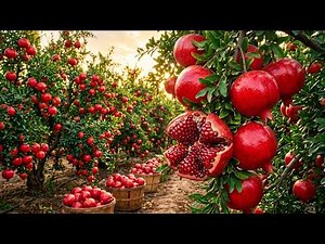 Pomegranate Farming and Harvesting Full Process | Fresh Pomegranate Picking From Farm to Factory