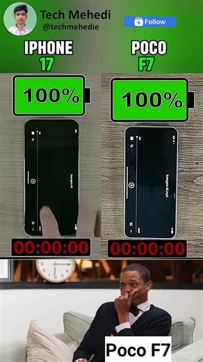198K views · 167 reactions | iphone 17 vs poco F7 battery test#techmehedi #pocof7 #reels #iphone #iphone17promax | Tech Mehedi | Facebook