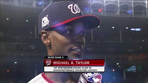 "I hit it pretty good but the way the wind was blowing in..." Michael A. Taylor talks about his Game 5-forcing grand slam! | MLB Network