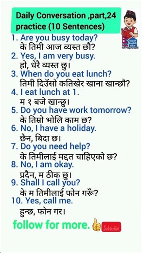 Daily English speak practice सजिलैसँग अङ्ग्रेजी सिक्नको लागि हाम्रो च्यानललाई भिजिट गर्नुहोस्।