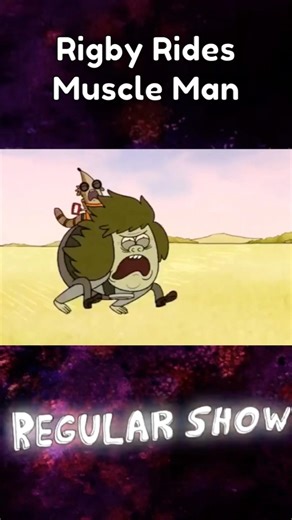 Rigby Rides Muscle Man #rigby #fortnite #funny #cartoon #regularshow #animation -Regular Show(2010)