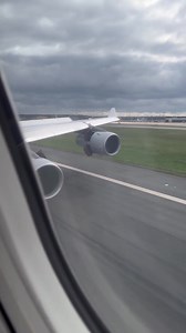 A340-300 Aircraft Landing at Runway Window wing view #TeamAirline #airport #aviation #A340 #a340 | Airline and Travel