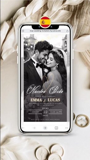 Spanish Wedding Invitation Digital with RSVP Tracker — Editable Canva Invitación de Boda en Español