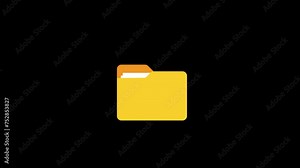 Modern flat icon with file transfer on black background. Motion graphics.