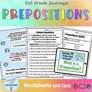 Prepositions Digital • Print Worksheets Test 3rd Grade Journeys Lesson 29