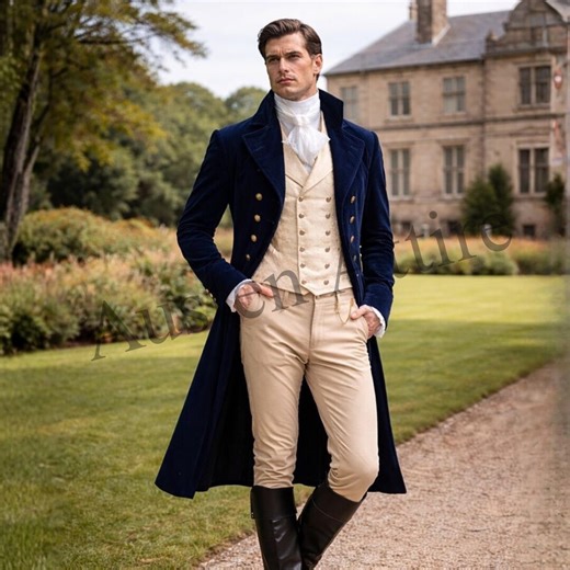 Mr Darcy Inspired Velvet Regency Costume | Navy Velvet Mens Outfit | Pride & Prejudice Historical Suit - Etsy