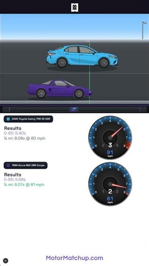 Camry TRD vs '94 Acura NSX - 1/4 Mile Drag Race
