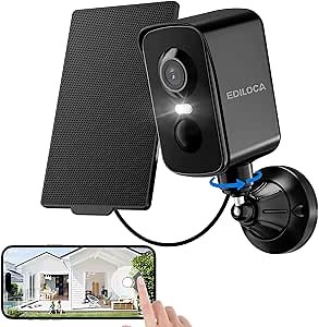 Security Camera Wireless Outdoor, 2K Pan Rotating 300° Solar Panel Battery Powered WiFi Camera with PIR Human Detection, Color Night Vision, 2-Way Audio, Alarm, Cloud/64GB Memory Card Storage