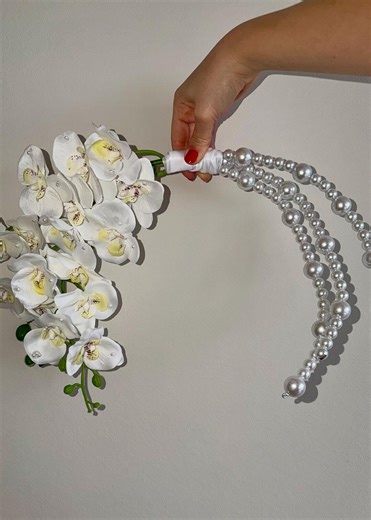 Orchid Bridal Bouquet With Pearls, Luxury Bridal Bouquet, Real Touch Orchids, Modern Elegant Wedding Bouquet, Long-lasting Alternative - Etsy