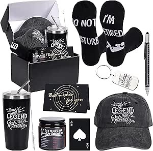 Kolewo4ever 9 Pcs Retirement Gifts for Men 2026 Happy Retirement Gift for Coworker,Teachers,Dad,Grandpa Best Retire Gift Box with Insulated Tumbler Baseball Cap Socks