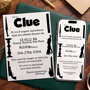 Editable Clue Themed Invitation Template | Digital Invite | Board Game Night | Murder Mystery | Halloween Dinner Party | Instant Canva - Etsy