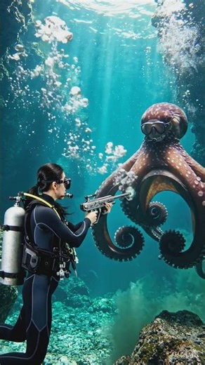 “8 Seconds Survival: girl vs Giant Octopus 😳” #shorts