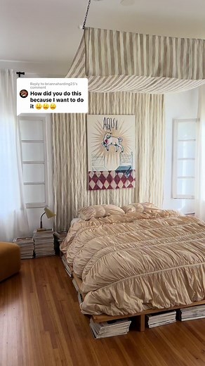 Replying to @briannaharding25 in-depth bed canopy tutorial!! Today I’ve launched my limited-edition art prints in partnership with @ANTONIA I wanted to create something special for us to share in our homes 🏠🥹 #bedcanopy #interiordesign