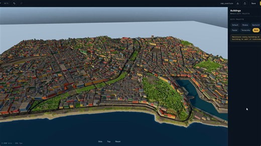 Bmap isn't just a city generator anymore, it's a full 3D city editor, in your browser.Generate any real city, then make it yours:· click any building: height, floors, roofs, windows, material· recolor the entire city in one click· raise the sea level and flood it live· time of day, snow line, seasons, roads, treesAnd the footprints stay 1:1 with the real city the whole time.Then export it all to GLB, straight into three.js, Blender, or a game engine.The vision: your personal library of real-worl
