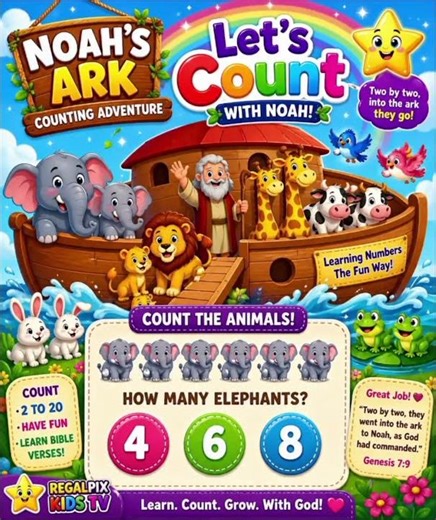 Noah’s Ark Counting Game | Learn Numbers 1–10 for Kids 🐘