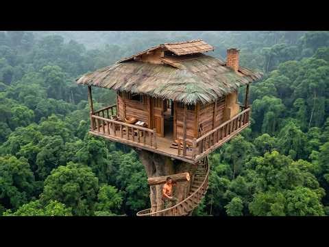 I Spent 100 Days Building My Dream House in the Forest | On a Giant Tree, Living Independently Alone