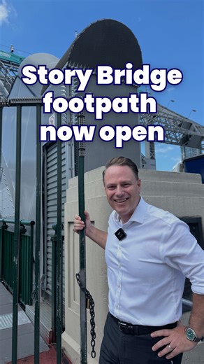 The second Story Bridge footpath is now open! 🌉 Our hard-working crews delivered this footpath in just 13 weeks, helping us keep the Story Bridge strong for generations to come. We now have a stronger, safer connection for everyone, as we continue delivering our long-term plan to extend the life of the Story Bridge into the next century. | Lord Mayor Adrian Schrinner