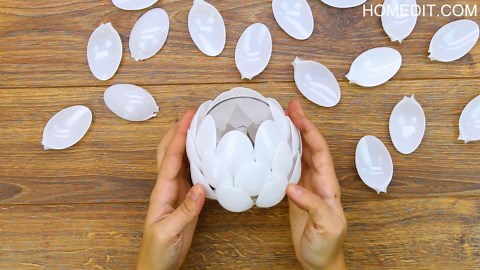 Gilded Candle Holder From Plastic Spoons