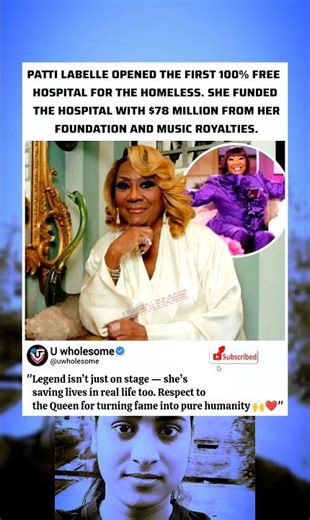 Patti LaBelle Builds First 100% Free Hospital for the Homeless — True Legend Moves 🌟