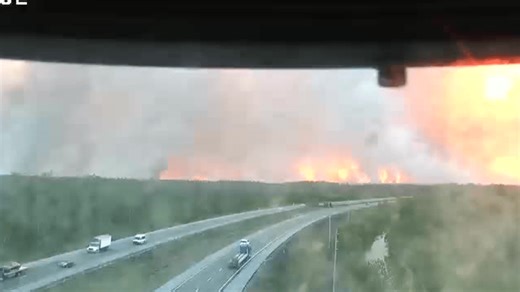 25,000 acre wildfire continues to burn in Florida Everglades at Alligator Alley