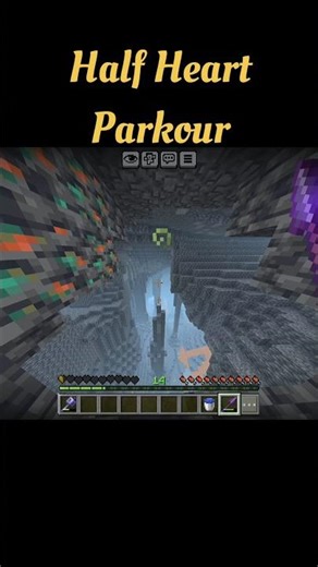 Half Heart Mobile Parkour in dark Cave (Minecraft)