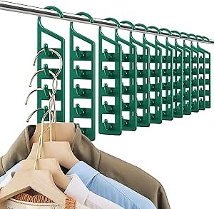 Vercraft 12 Pack Space Saving Hangers for Clothes Heavy Duty Plastic Organizer Multi Closet Space Saving for College Dorm Room Shirts Pants Jeans Sweaters Clothes Storage
