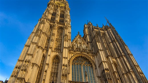 Cathedral of Our Lady towering over Antwerp city centre