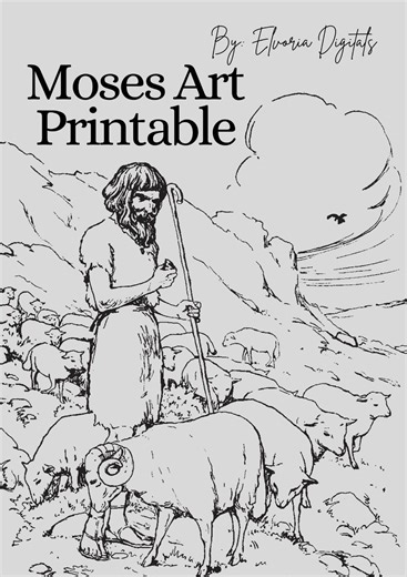 Moses Art Printable | Bible Coloring Page | Sunday School Printable Activity for Children - Etsy