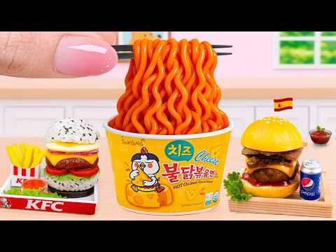 Best Of Fast Food | How To Cook Miniature Noodles with Rice Burger, Beef Burger by Tony Mini Food