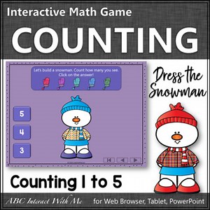 Counting to 5 Interactive Math Game Number Sense {Dress the Snowman}