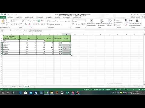 EXCEL : comment calculer le total, la moyenne et le rang