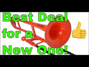Best Cheap Red Plastic Beginner Pbone Trombone Light Weight includes Mouthpiece and Case