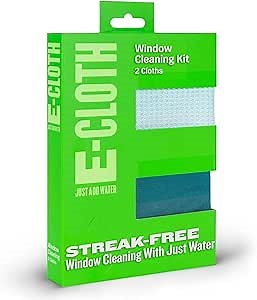 E-Cloth Microfiber Cleaning Cloth Glass Kit - Microfiber Towel Window Cleaning Kit - Microfiber Towels for Cars, Windows, Mirrors, & More - Winter Green